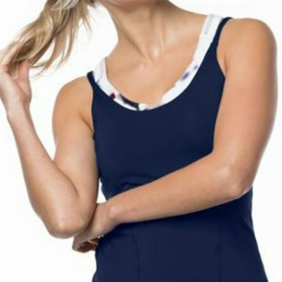 Nwot Lucky In Love Tank Top w/ Bra Navy Blue S Small - Picture 3 of 7